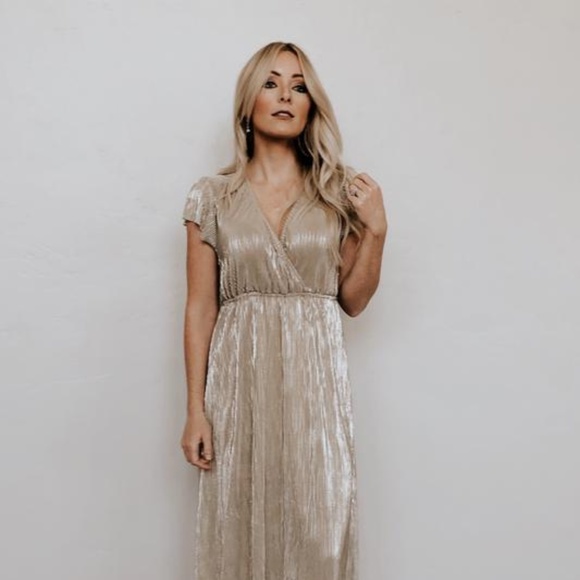 gold maxi bridesmaid dress